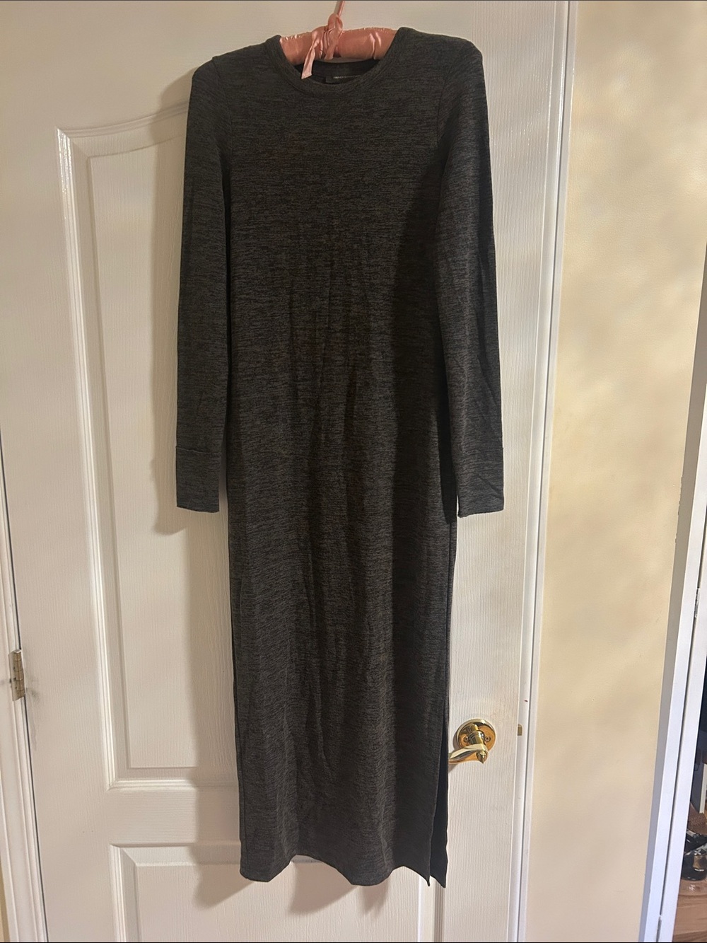 French Connection Charcoal Gray Long Sleeve Knit Maxi Dress